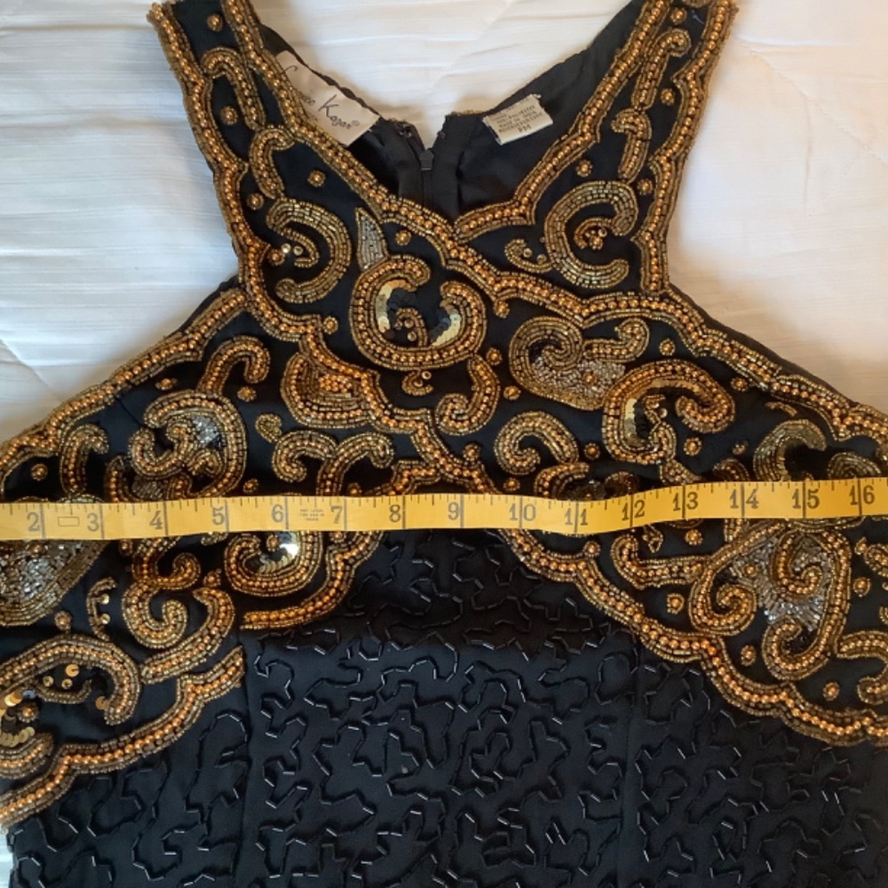 Vintage Laurence Kazar Black Beaded Cocktail Dress - Picture 4 of 11